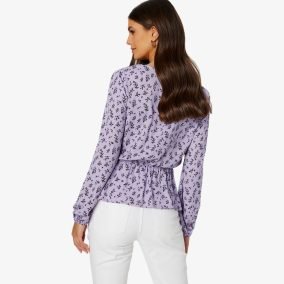 New classynest Purple Floral Peplum Top - Gambar 3